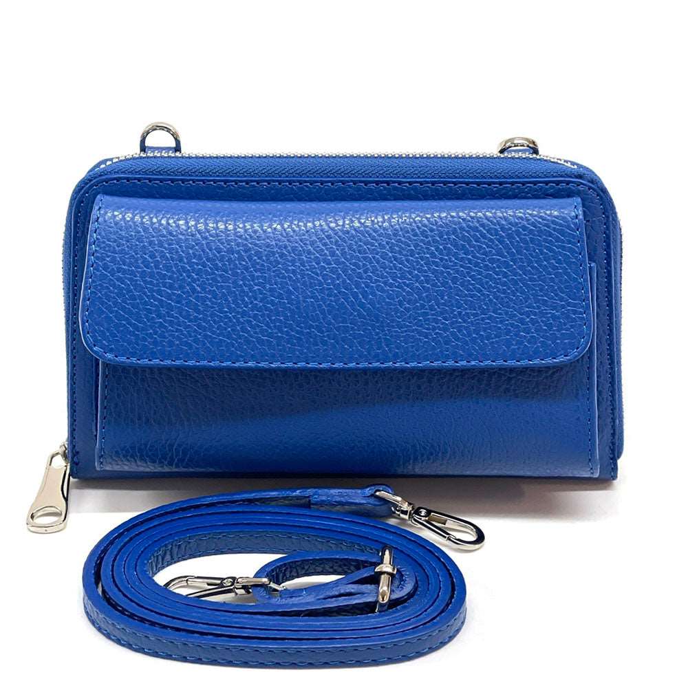 Ava Leather phone holder Colour Electric Blue wallet