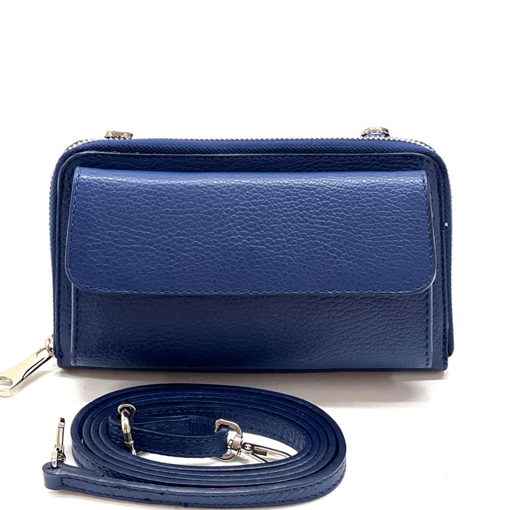 Ava Leather phone holder Colour Dark blue wallet