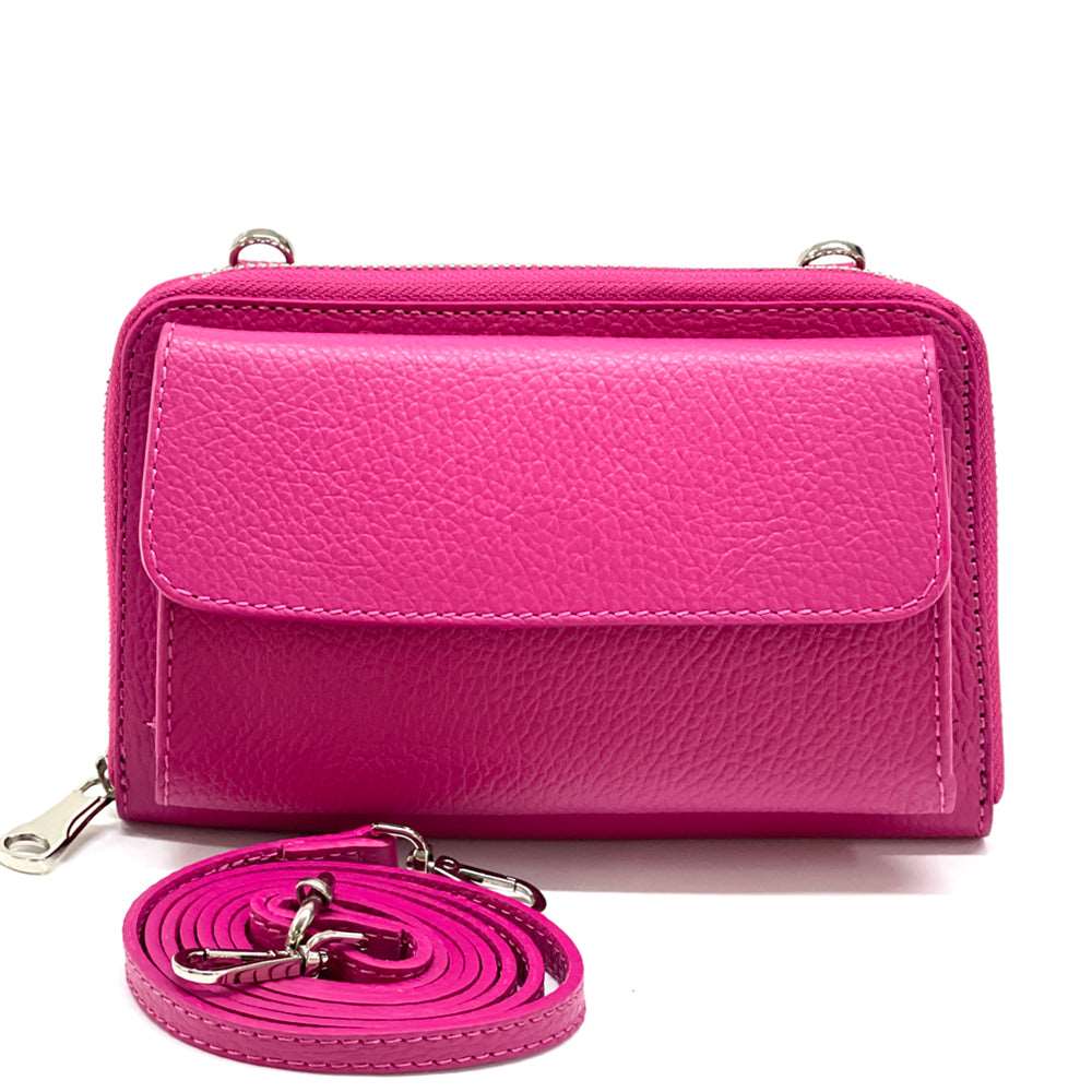 Ava Leather phone holder Colour Fuchsia wallet