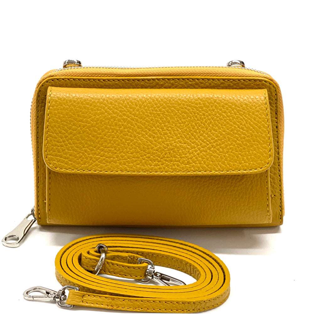 Ava Leather phone holder Colour Yellow wallet