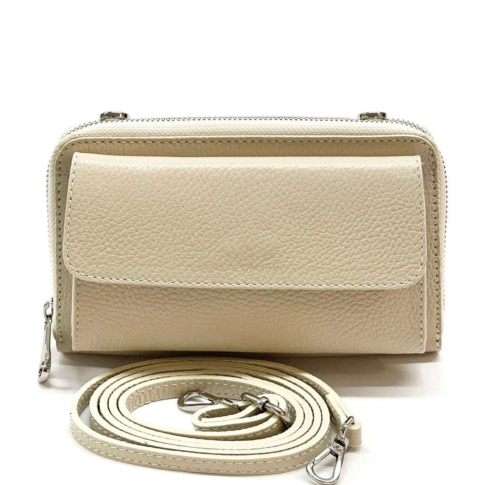 Ava Leather phone holder Colour Beige wallet