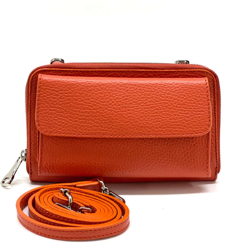 Ava Leather phone holder Colour Orange wallet