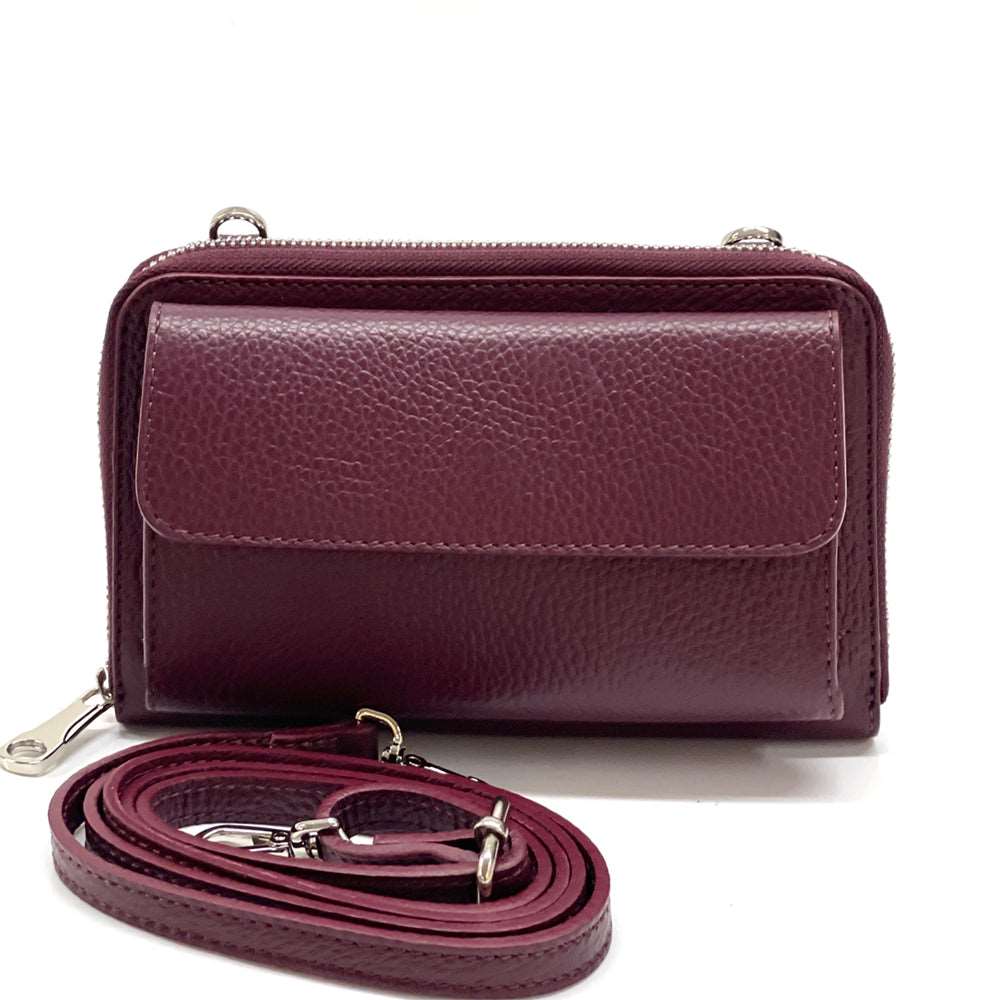 Ava Leather phone holder Colour Bordeaux wallet