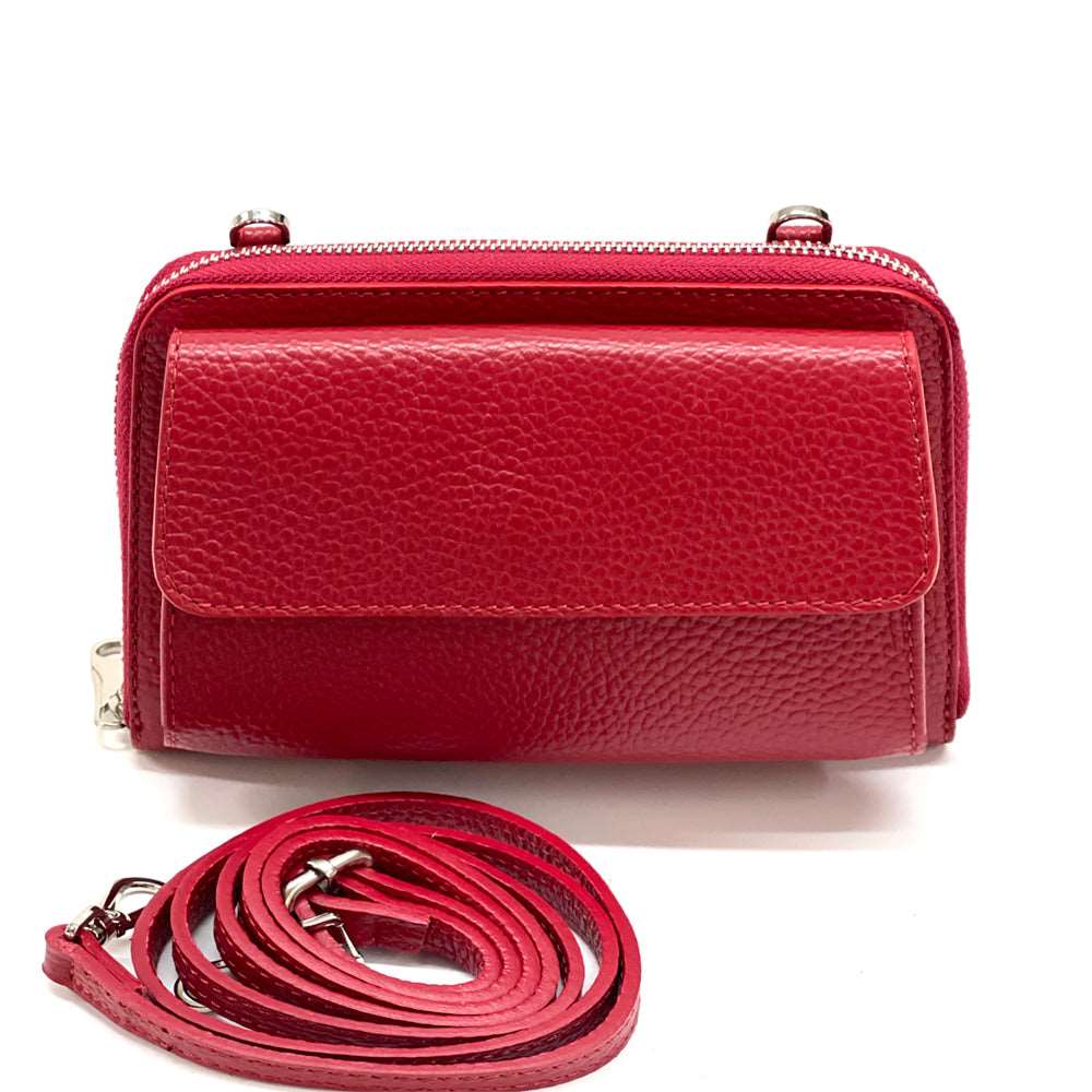 Ava Leather phone holder Colour Light red wallet