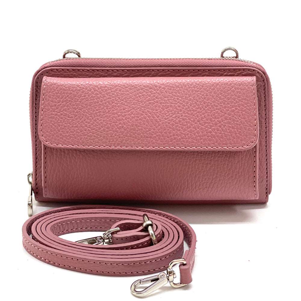 Ava Leather phone holder Colour Antique pink wallet