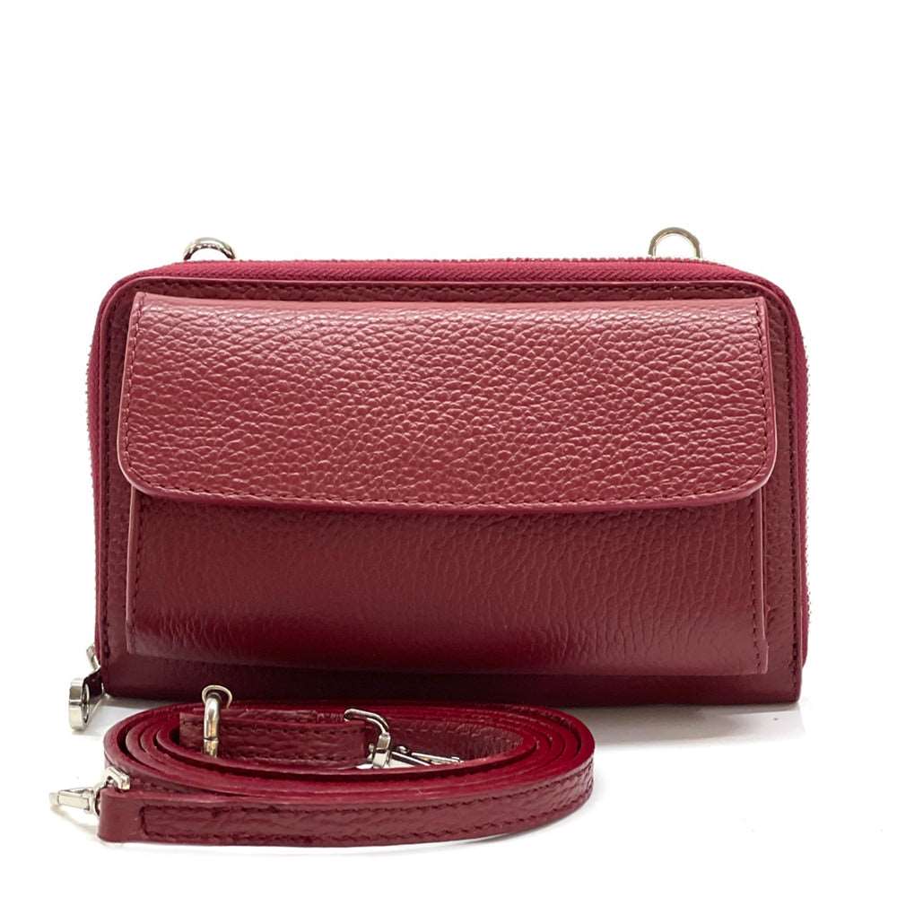 Ava Leather phone holder Colour Dark red wallet