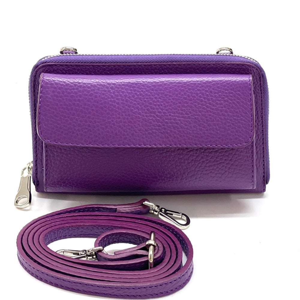 Ava Leather phone holder Colour Purple wallet