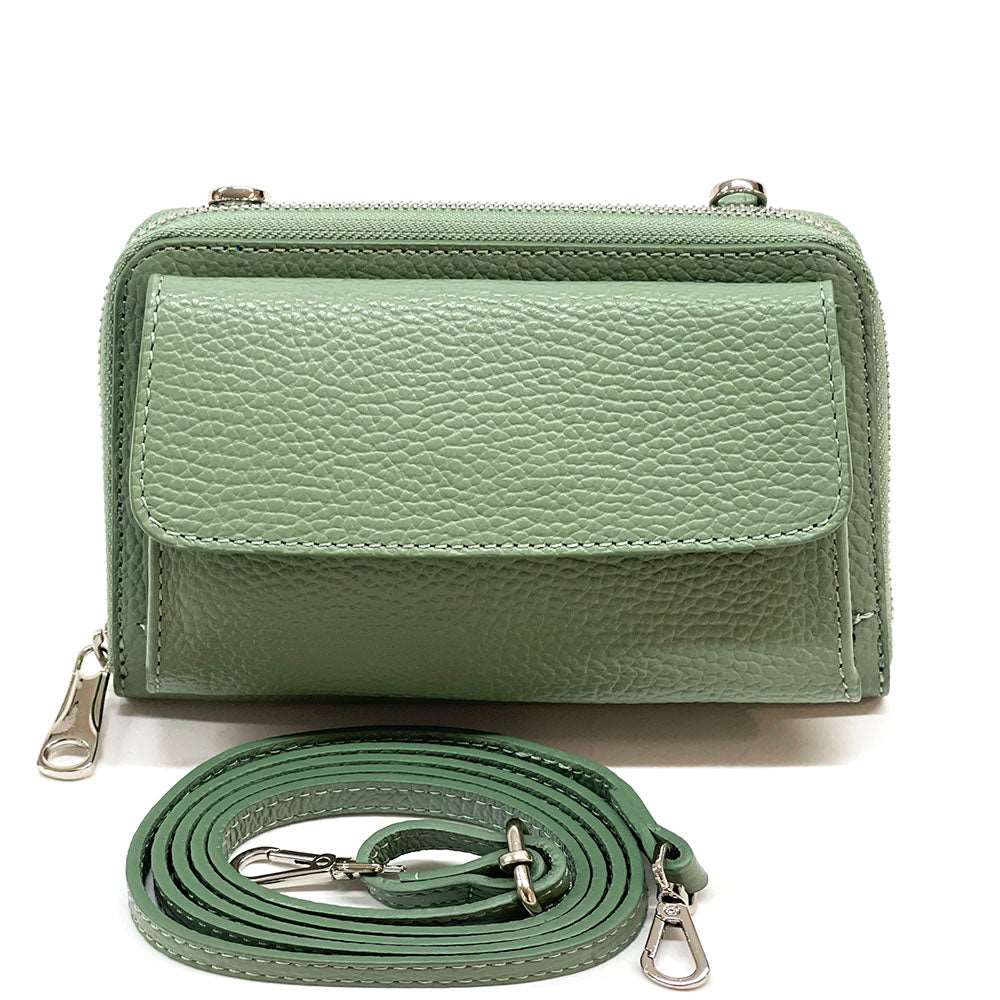 Ava Leather phone holder Colour Light Green wallet