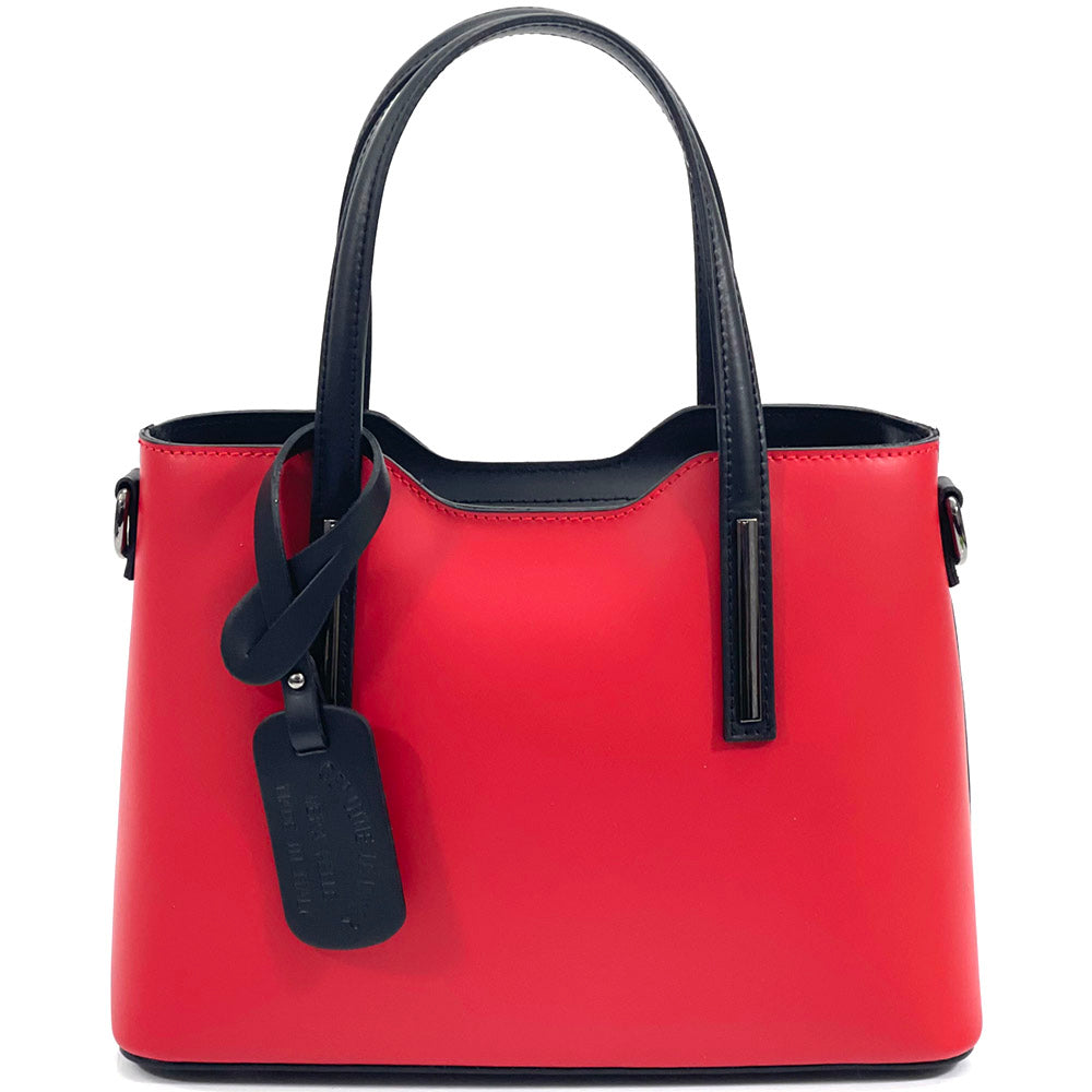 Emily leather Handbag Colour Red Black handbag