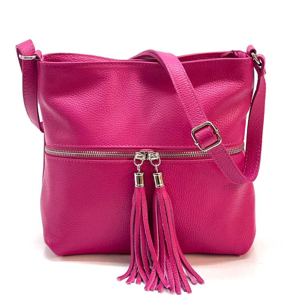 BE FREE – Italian Leather Crossbody Bag Colour Fuchsia cross body