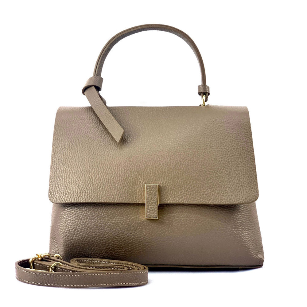 Clelia Leather Handbag Colour Dark taupe handbag