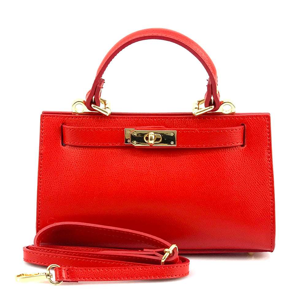 Ambra Leather Handbag Colour Light red handbag