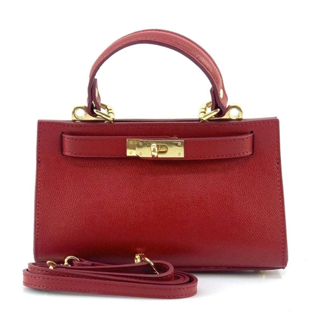 Ambra Leather Handbag Colour Dark red handbag