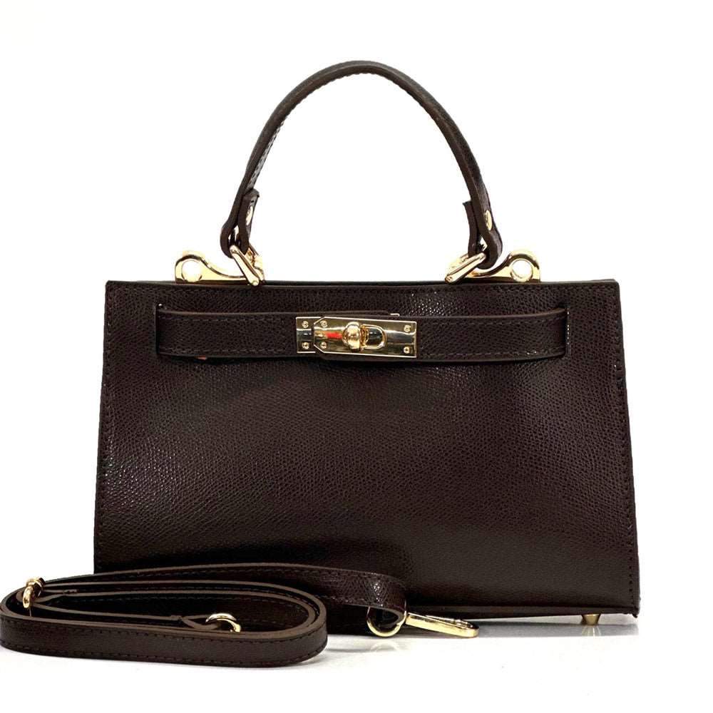 Ambra Leather Handbag Colour Dark Brown handbag