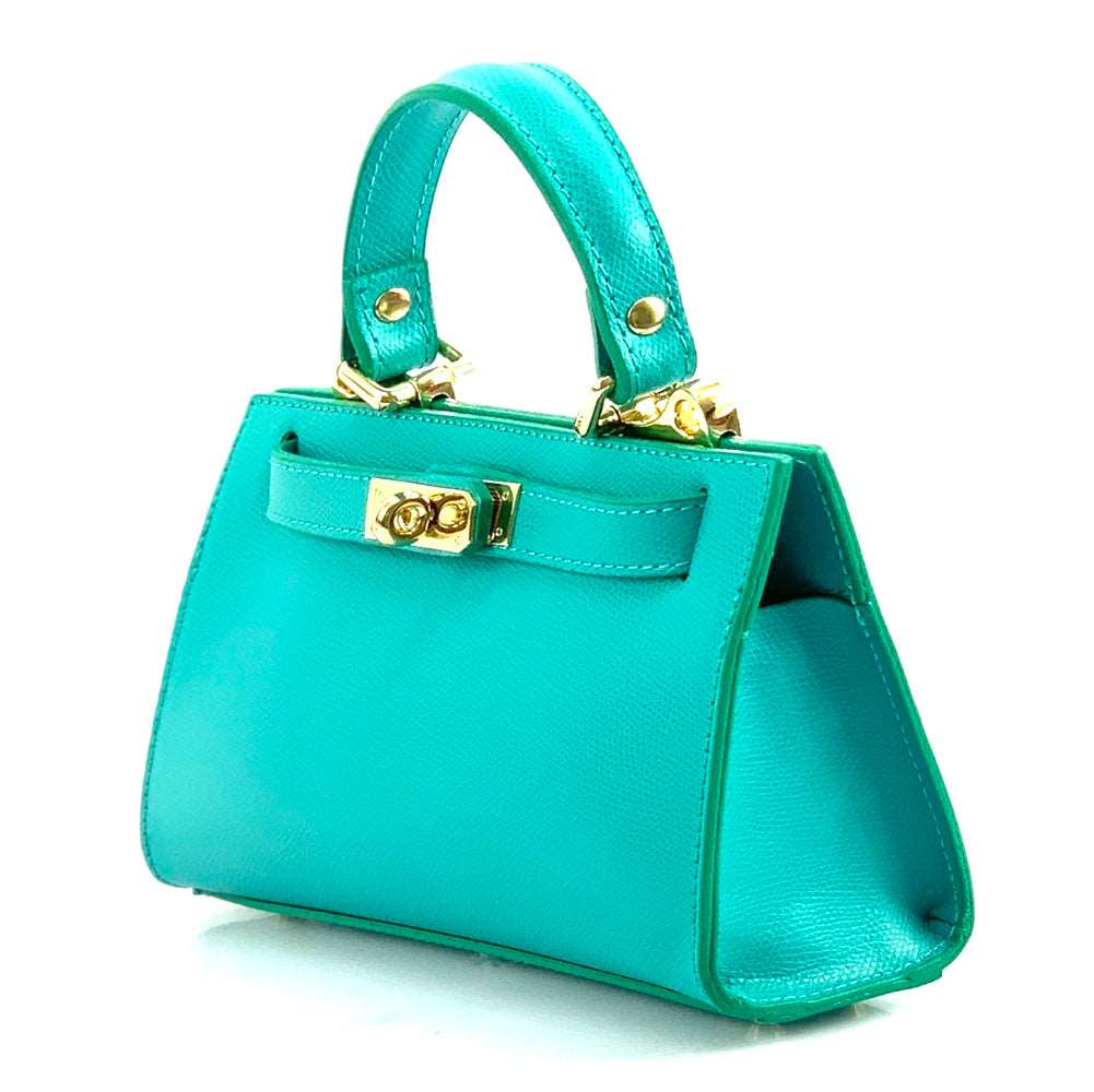 Ambra Leather Handbag Colour Turquoise handbag