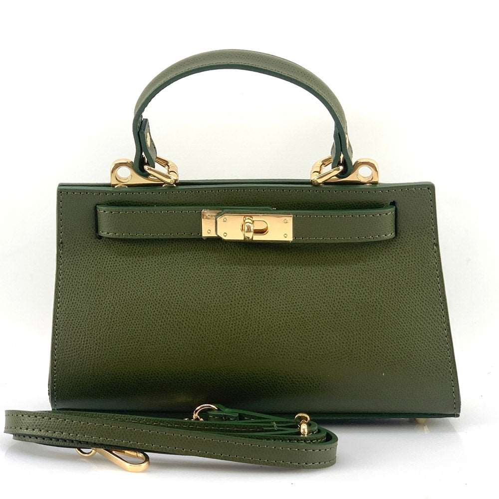 Ambra Leather Handbag Colour Dark green handbag