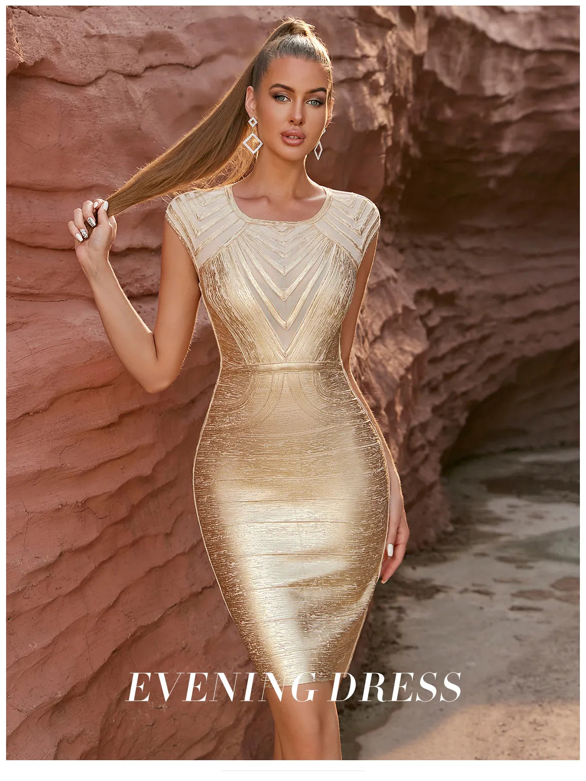 Lace Bandage Dress  Hollow Out Bodycon Evening Runway Party Ladies Dresses