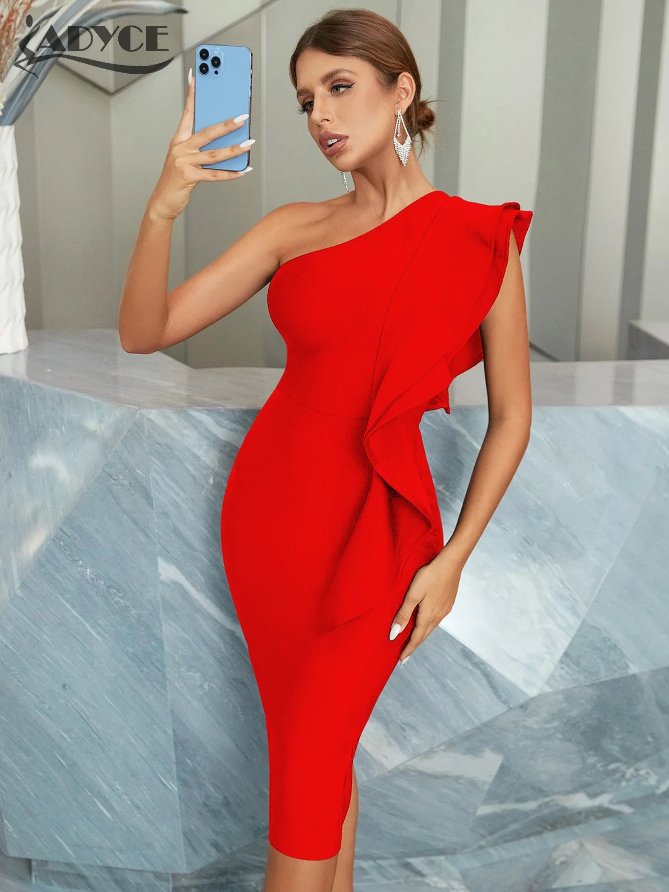 Bodycon Bandage Dress Sexy One Shoulder Sleeveless Dress