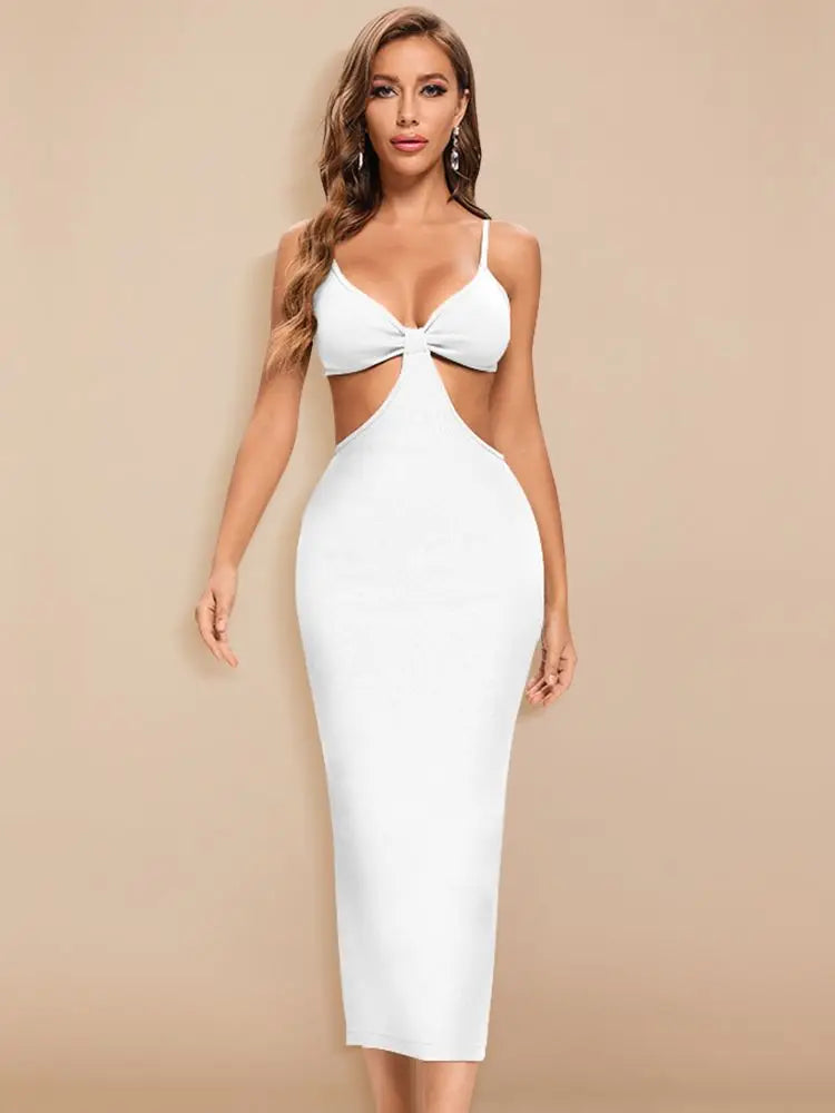 Elegante long bandage dress White Maxi dress 1