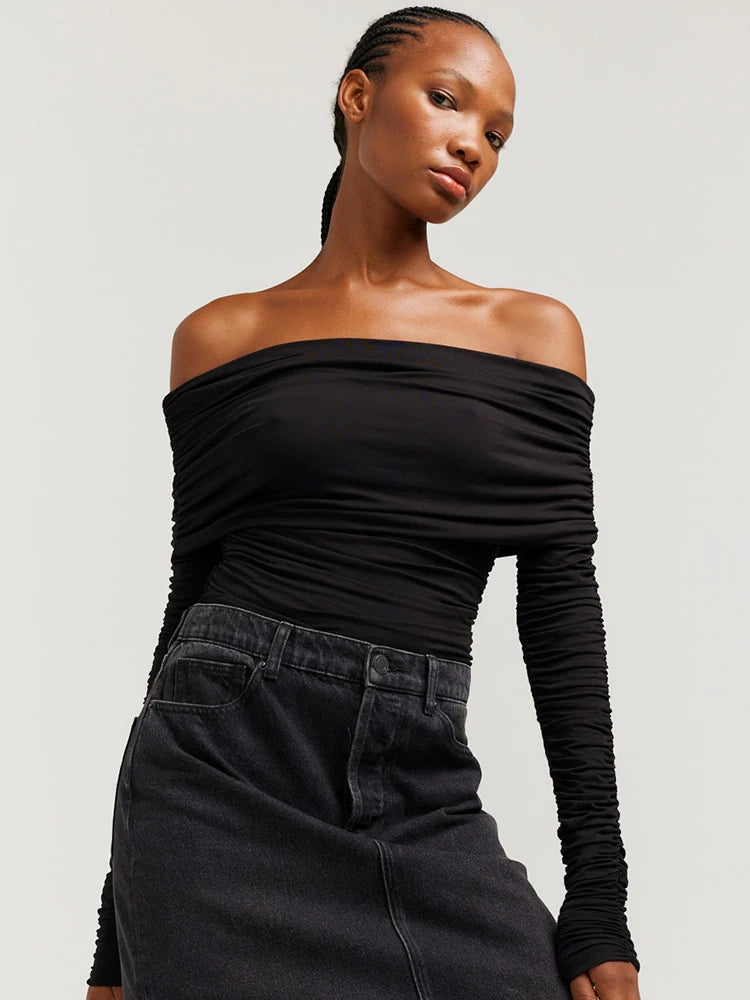 Ruched Off-Shoulder Top Shirt