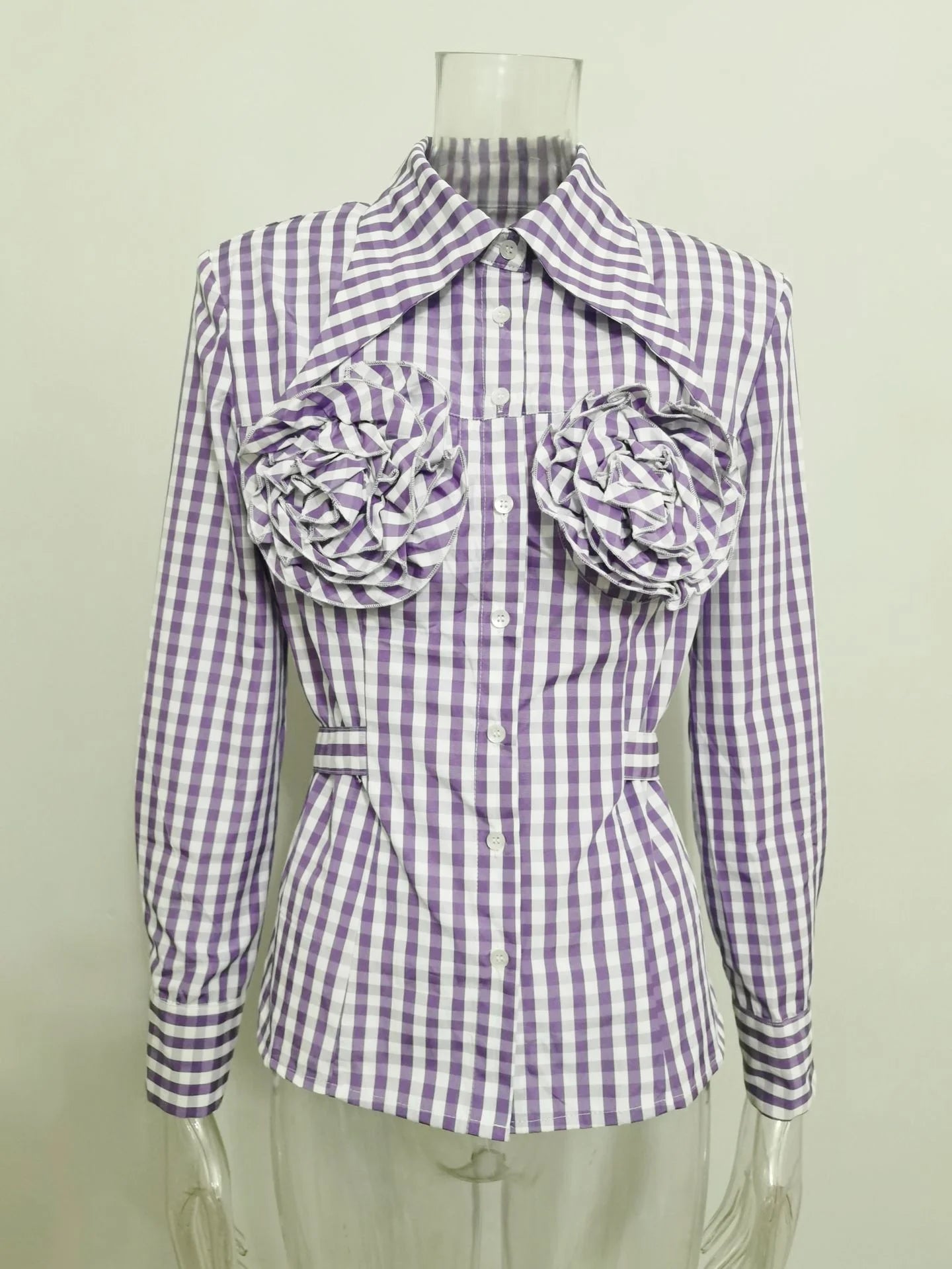 Three-dimensional Flower Blouses Purple PE Blouses