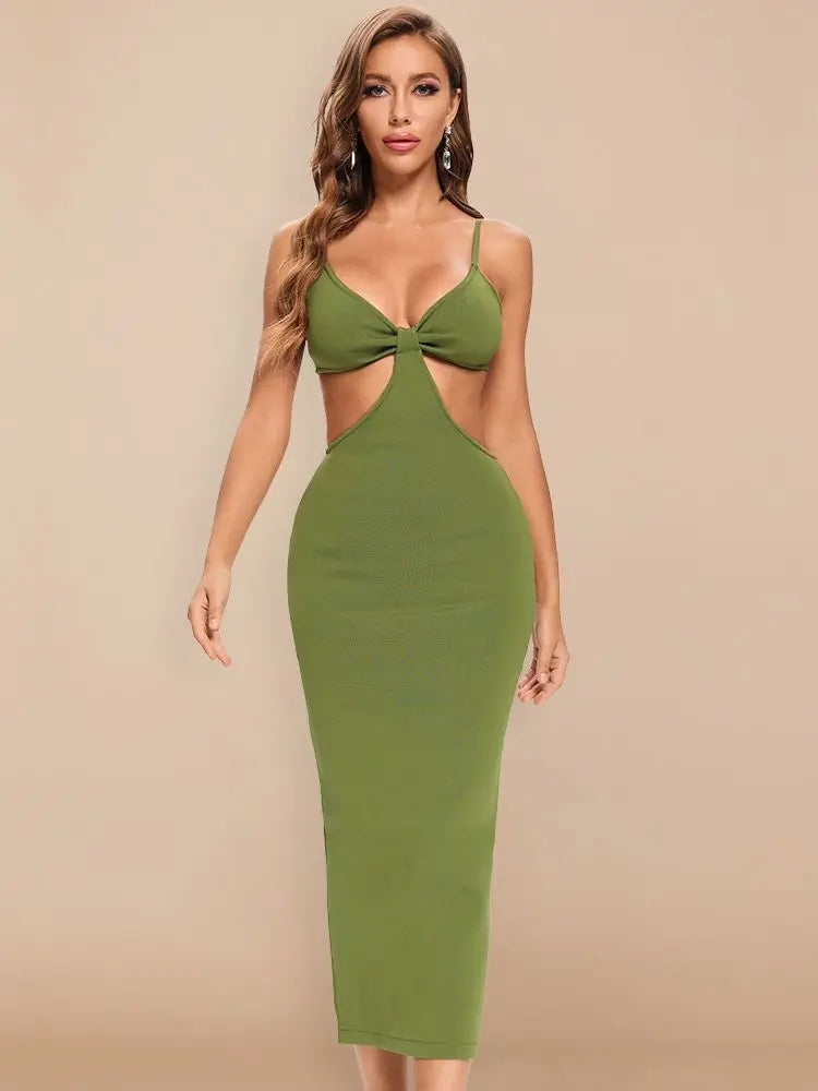 Elegante long bandage dress Green Maxi dress 1