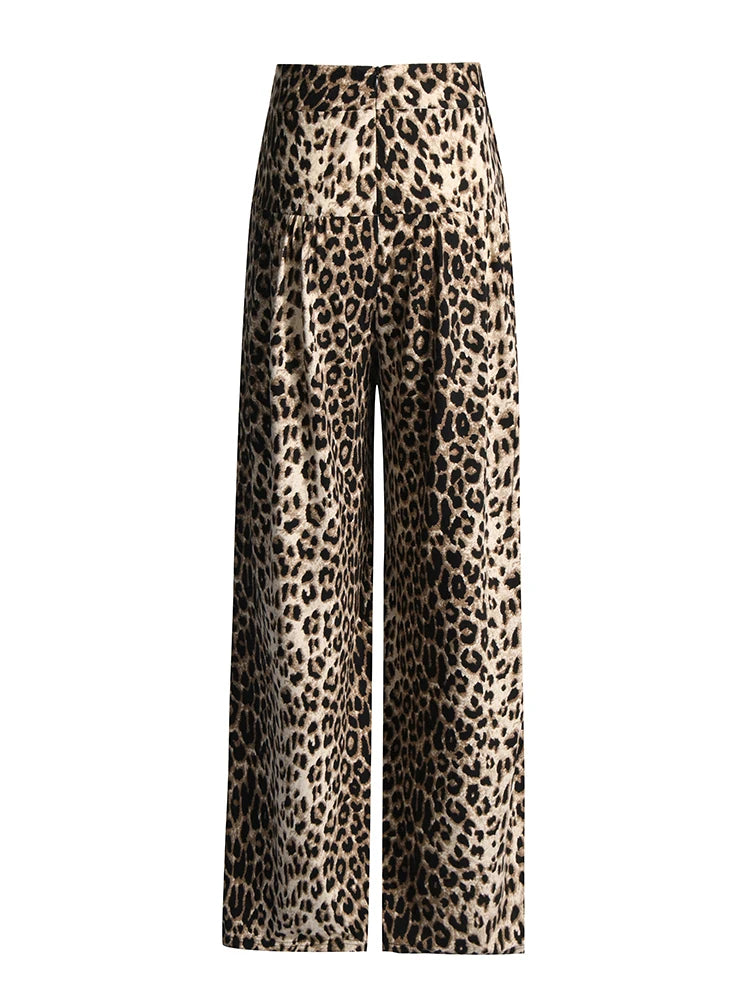 Colorblock Leopard Loose Trousers