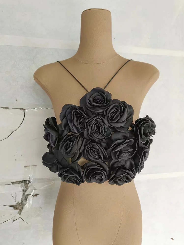 3D Flower Splicing Lace-Up Design