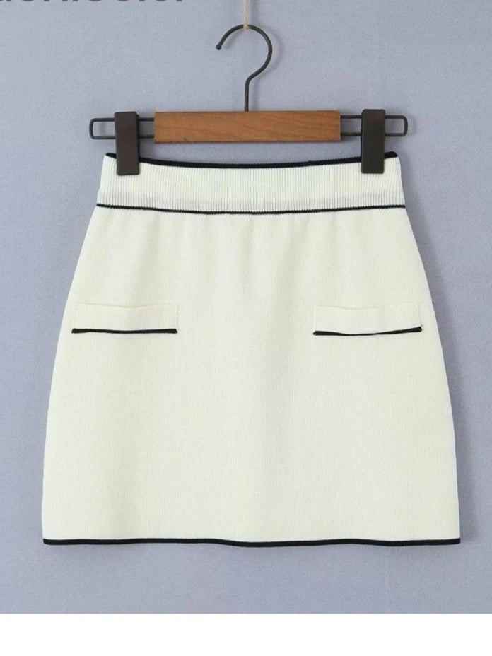 Slim Jacket Crop Top  Mini Skirt Sets