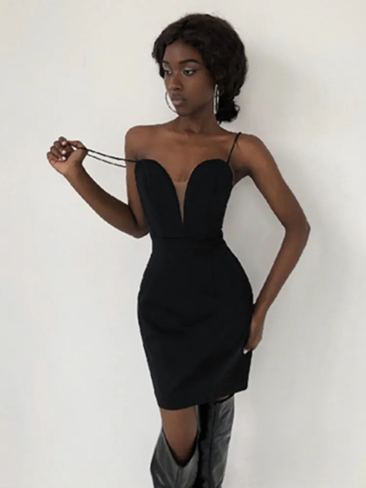 Strap Sleeveless Sexy Bodycon Mini Dress Black Mini Dress 1