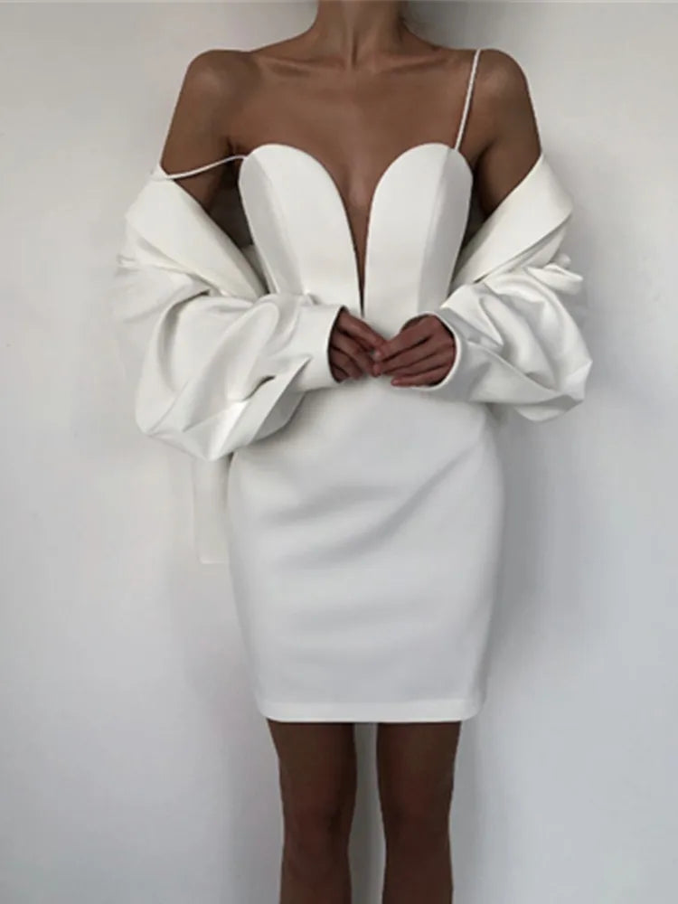 Strap Sleeveless Sexy Bodycon Mini Dress WHITE Mini Dress 1