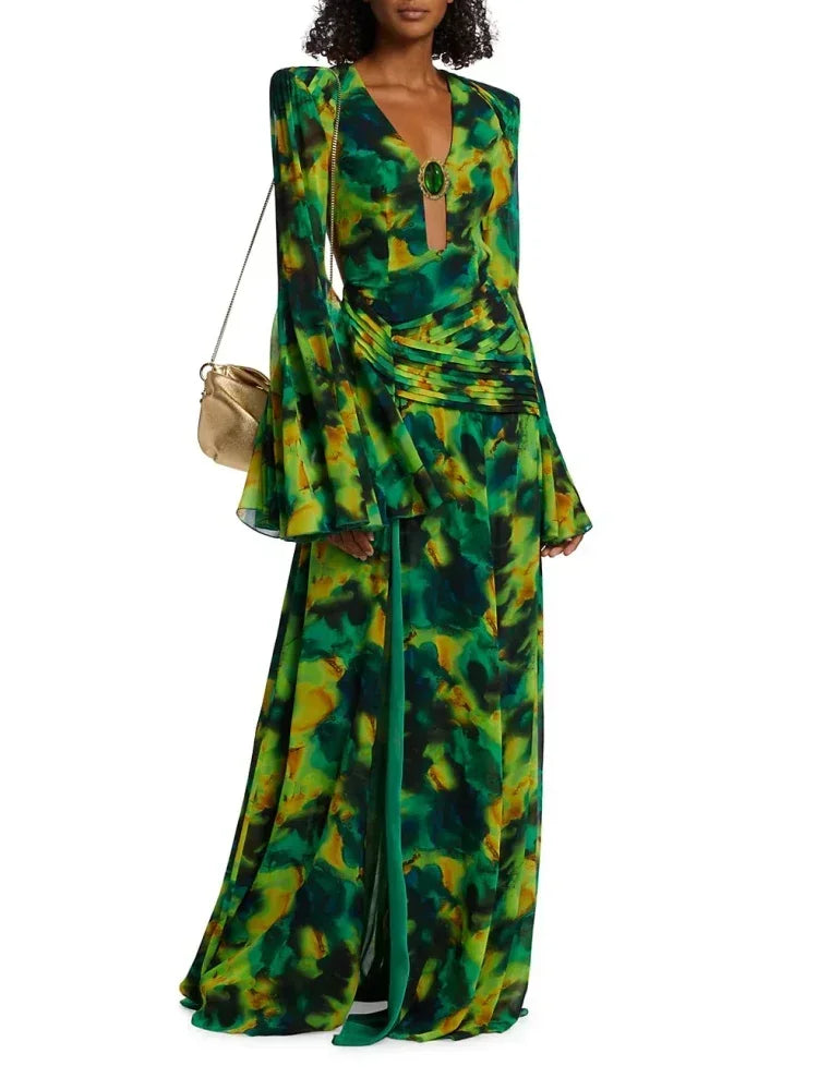 Forest Print Long Sleeve Maxi Dress Maxi dress 1