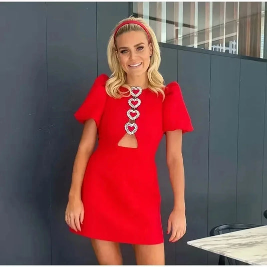 Hearts Cut Out Red Mini Dress