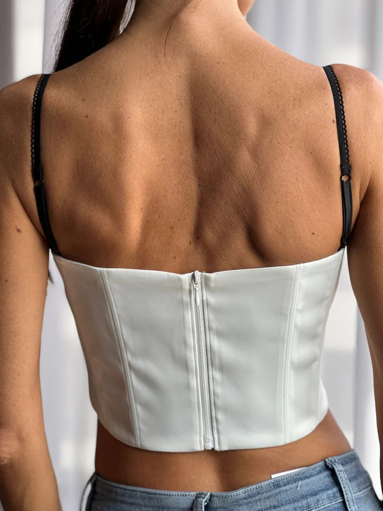 Juliana White Padded Cropped Top