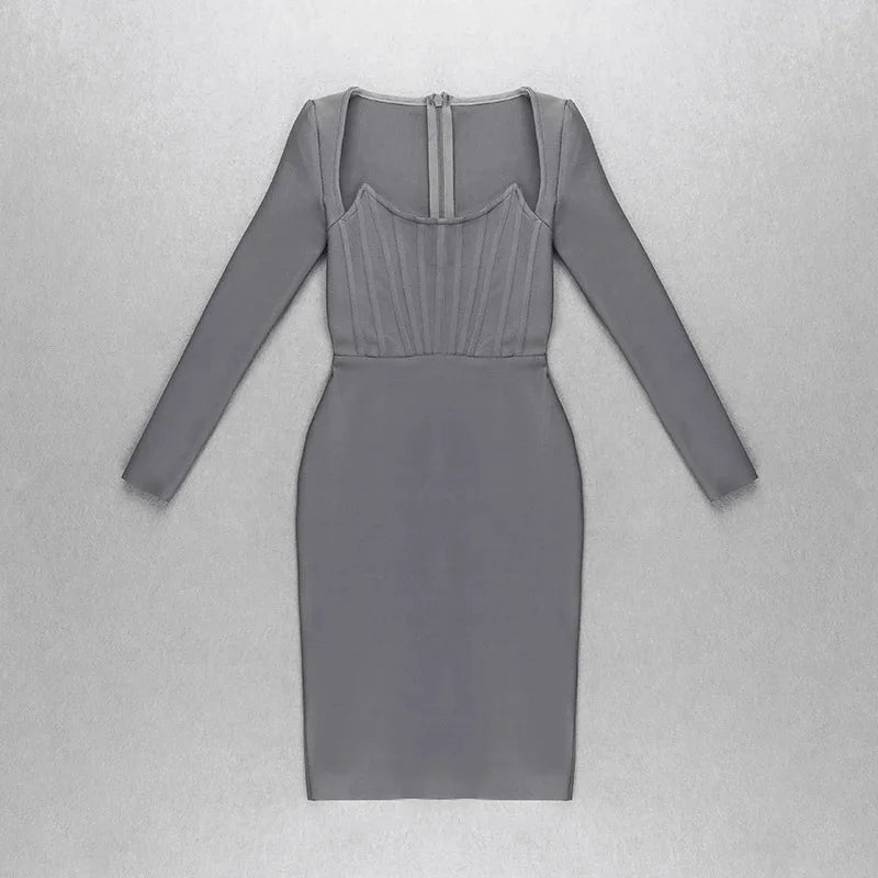 Gray mid-length Bandage Dress