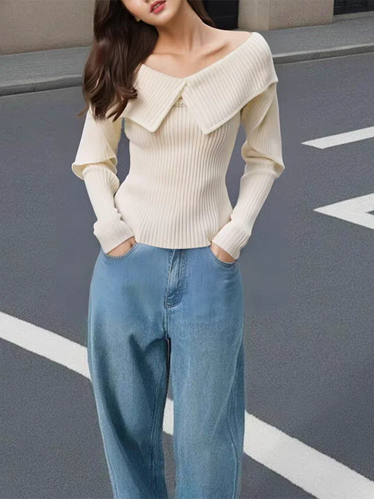 Solid Patchwork Ruffles Chic Sweater