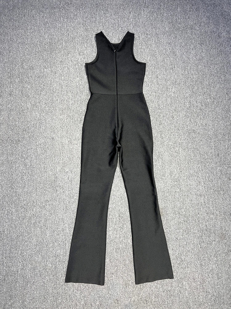 Solid Spliced Sequined Slimming Jumpsuits Jumpsuit/Rompers