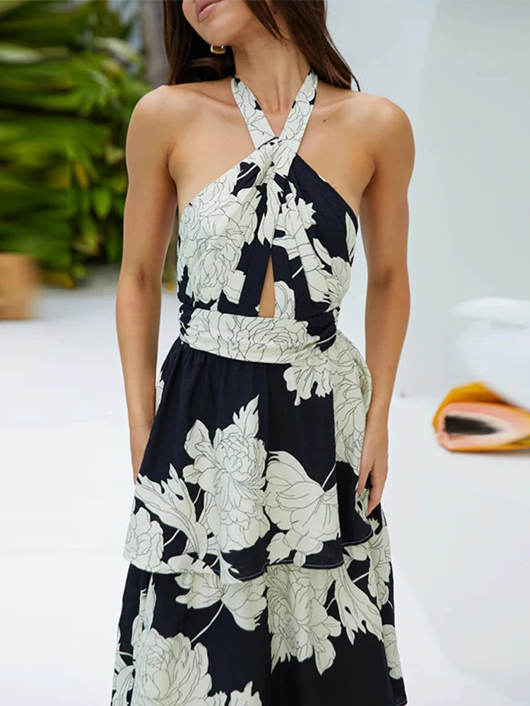 Printed Halter Long Dress Maxi dress 1