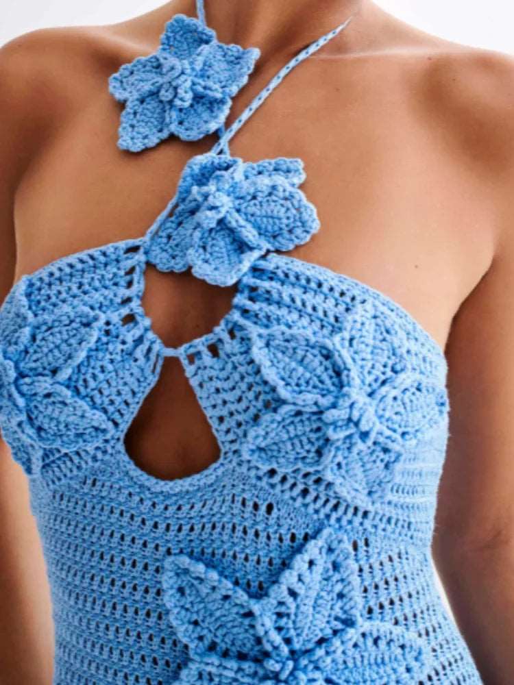 3d Flower Crochet Hook  Halter Dress