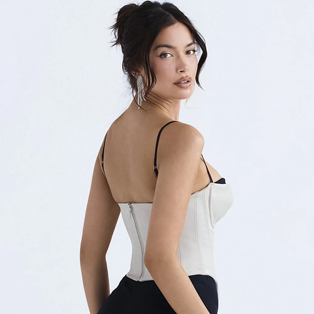 Juliana White Padded Cropped Top