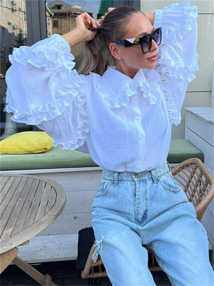 Ruffle Loose  Shirts