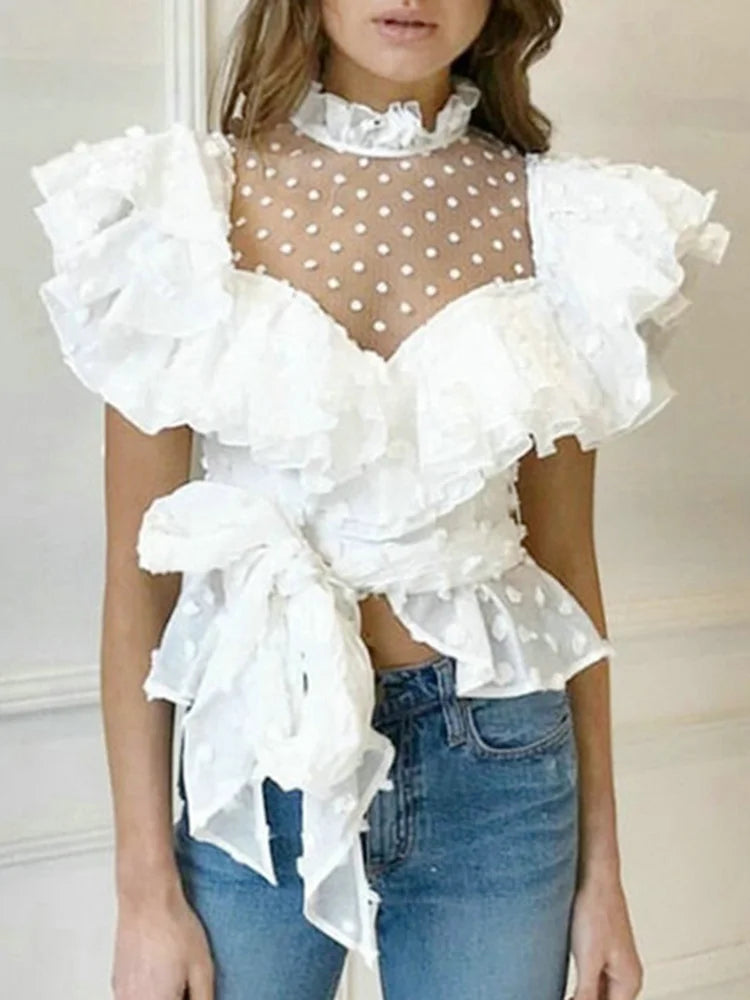 Ruffles Minimalist Shirts PE Blouses