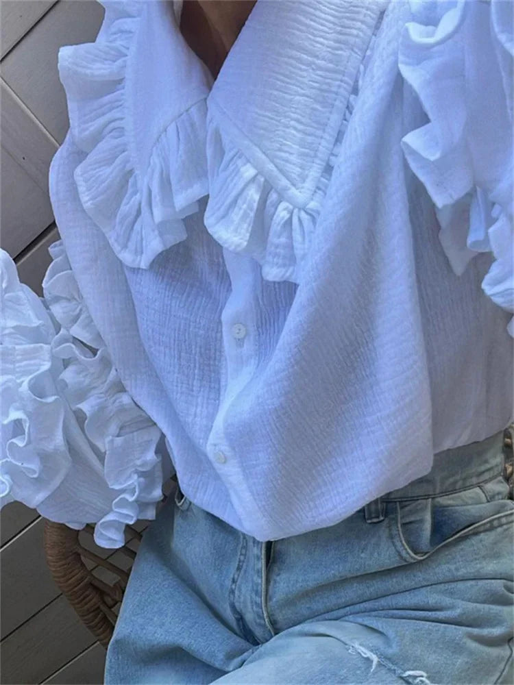 Ruffle Loose  Shirts