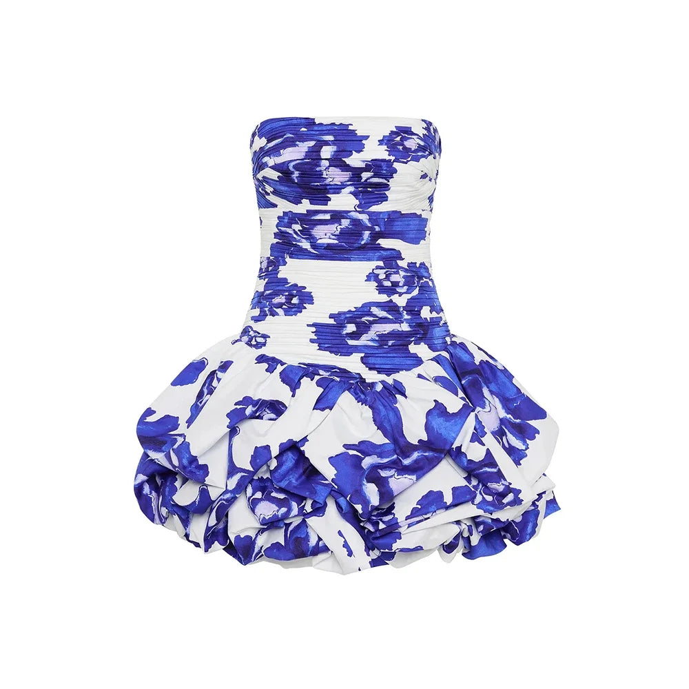 Colorblock Print Mini Dress Royal Blue Mini Dress 1