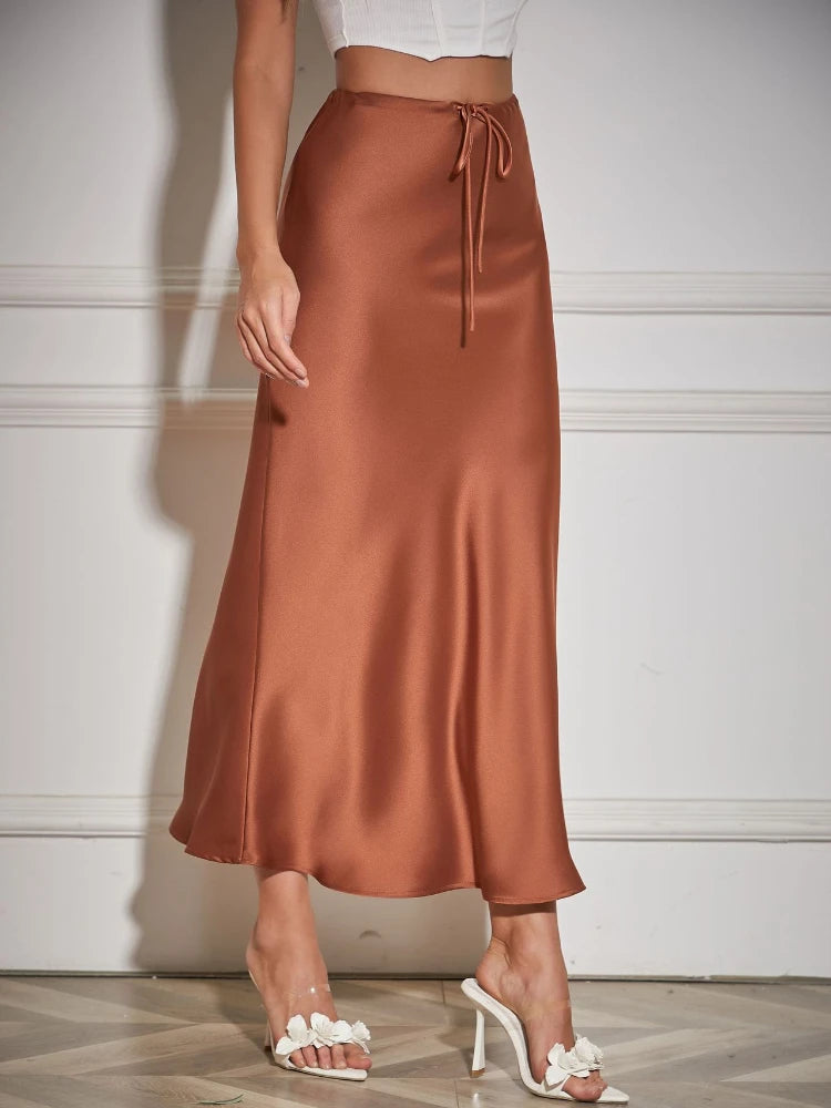 High Waist Satin Skirt