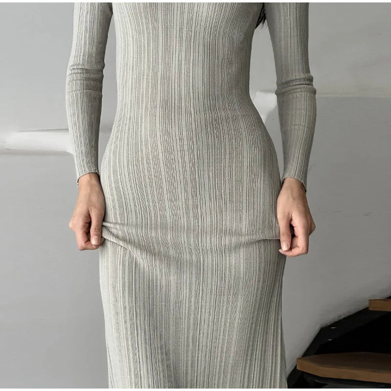 Long Sleeve Knitted Maxi Dress