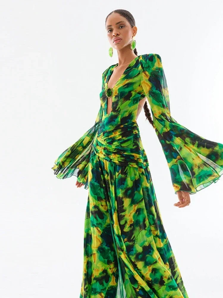 Forest Print Long Sleeve Maxi Dress Maxi dress 1