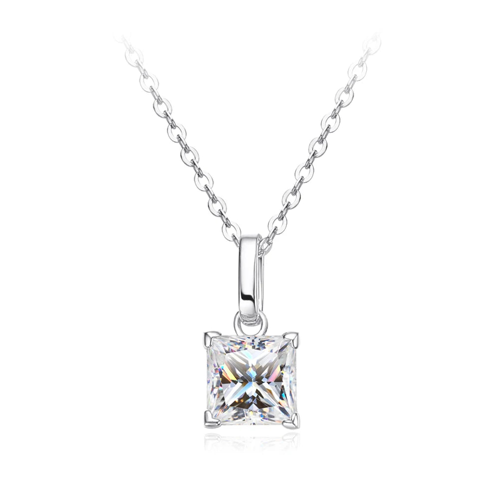 Grace 100% 925 Sterling Silver 6*6mm 1.2CT Moissanite Diamond WHITE necklace