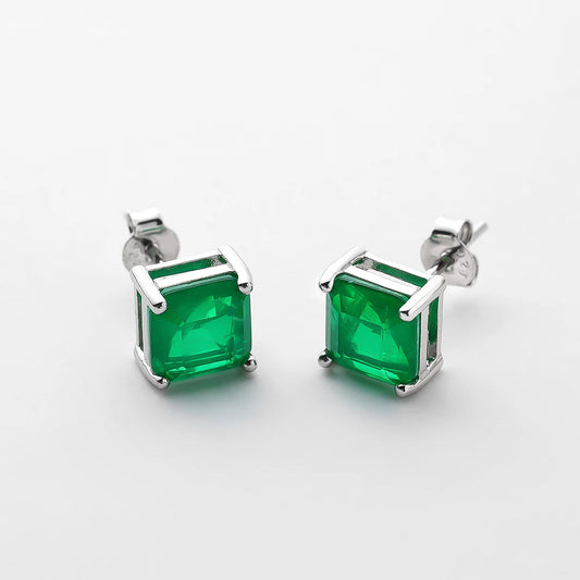 Milla Elegant 7*7mm Vintage emerald Stud Earrings