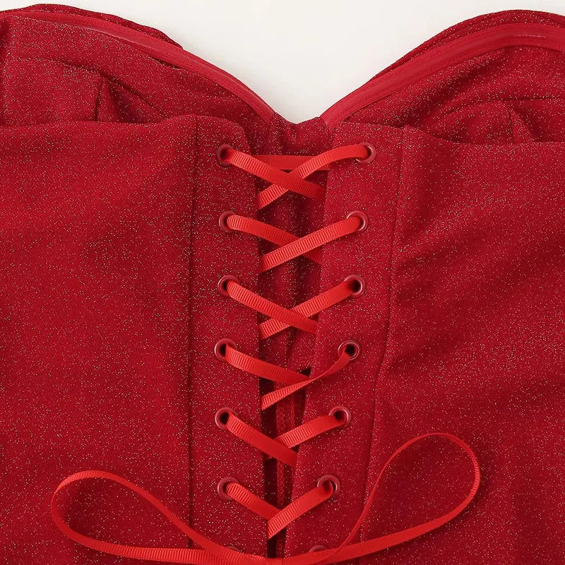 Strapless Corset Red Dress Mini Dress 1